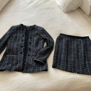 Women’s 2 piece Suit - WHBM Size S.  Black&Blue Jacket and Skirt.